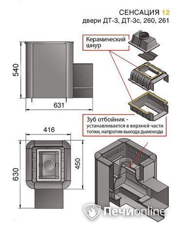 Дровяные печи-каменки Везувий Сенсация 12 Антрацит (ДТ-3С) в Кирове