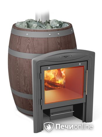 Дровяная банная печь TMF Вариата Inox Витра Баррель палисандр в Кирове