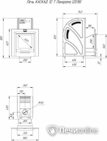 Дровяная банная печь Теплодар Каскад-12 Т Панорама (2018) в Кирове