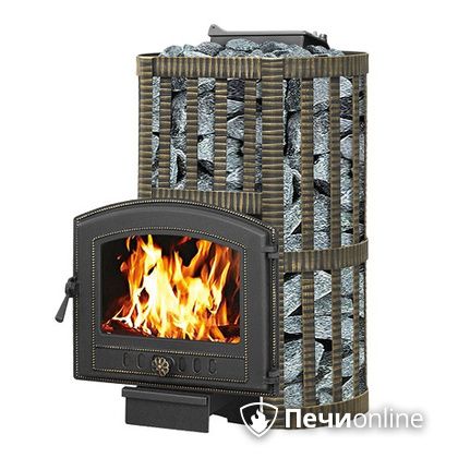 Дровяная банная печь Везувий Ураган Ковка 16 (224) с закрытой каменкой чугун в Кирове
