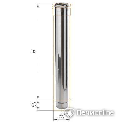 Дымоход Феррум Дымоход нержавейка 08 d-115 L=1м в Кирове